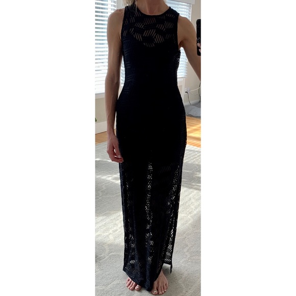 BCBGeneration Black Maxi Dress with Navy Blue Slip - Picture 2 of 6